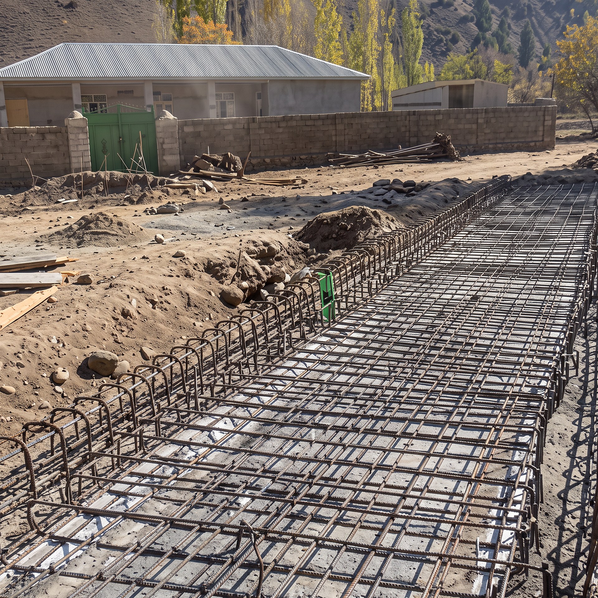 Reinforcement steel fixed for an RCC culvert slab in Gilgit