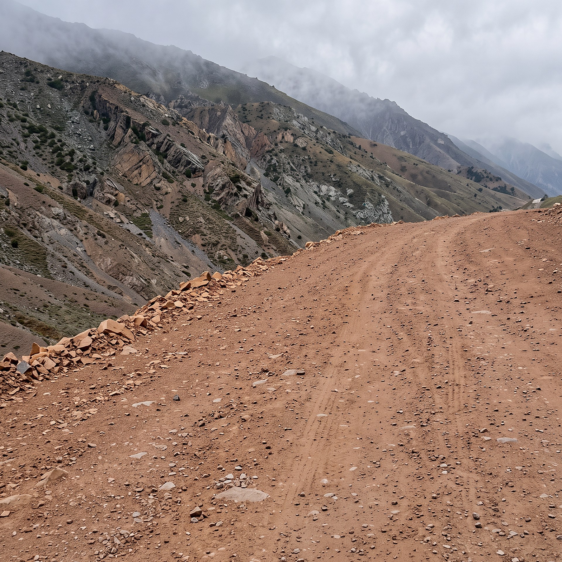 Graded interprovincial road cut along a mountainside