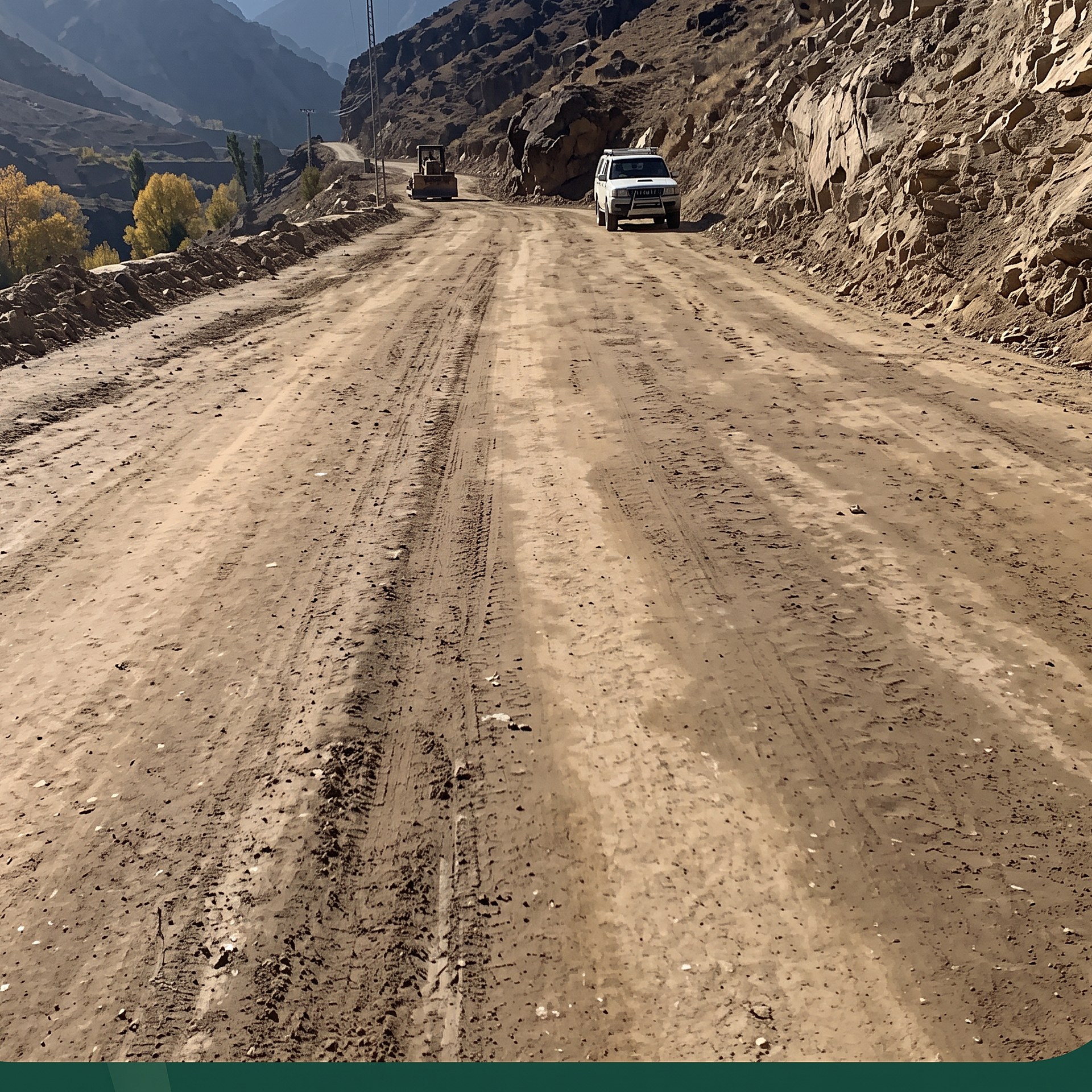 Prepared road subgrade in the mountains of Gilgit